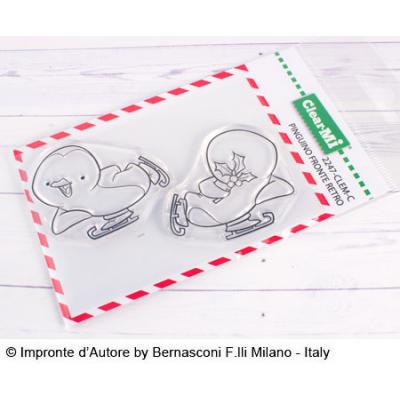 Impronte d’Autore Clear Stamps Pinguino Fronte Retro - Eislaufende Pinguine